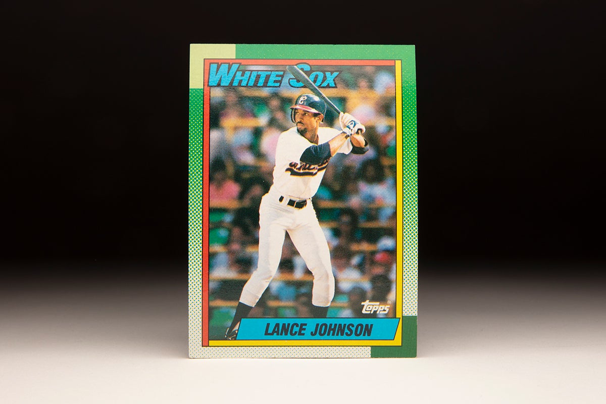 Front of 1990 Topps Lance Johnson card