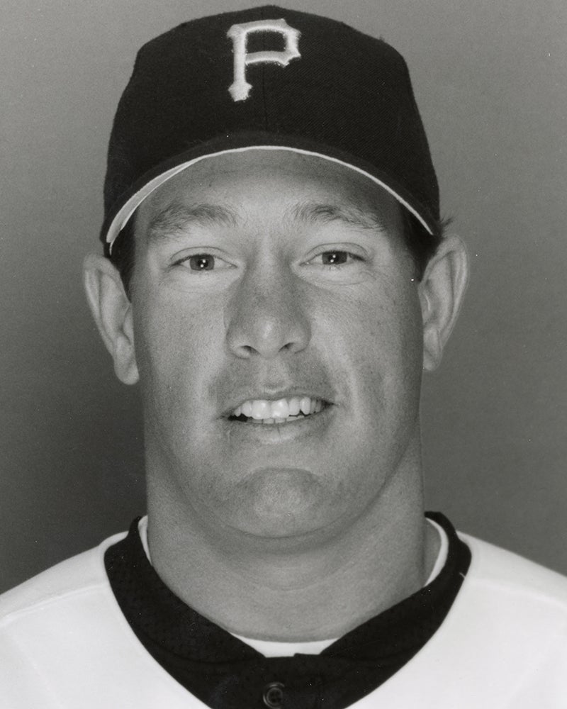 Head and shoulders portrait of Brian Giles in Pirates uniform