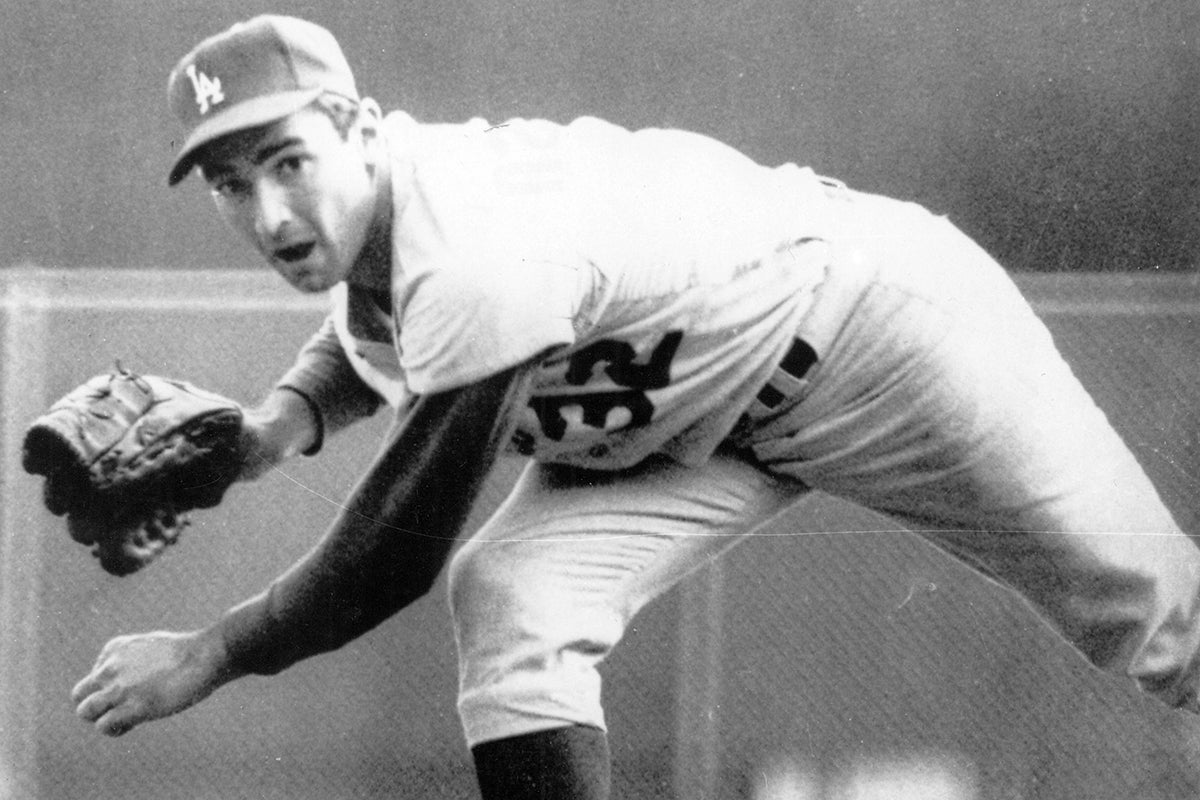 Sandy Koufax pitches for Dodgers