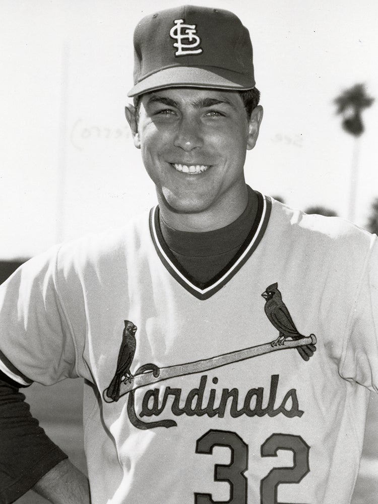 Head and shoulders portrait of Mark Littell in Cardinals uniform