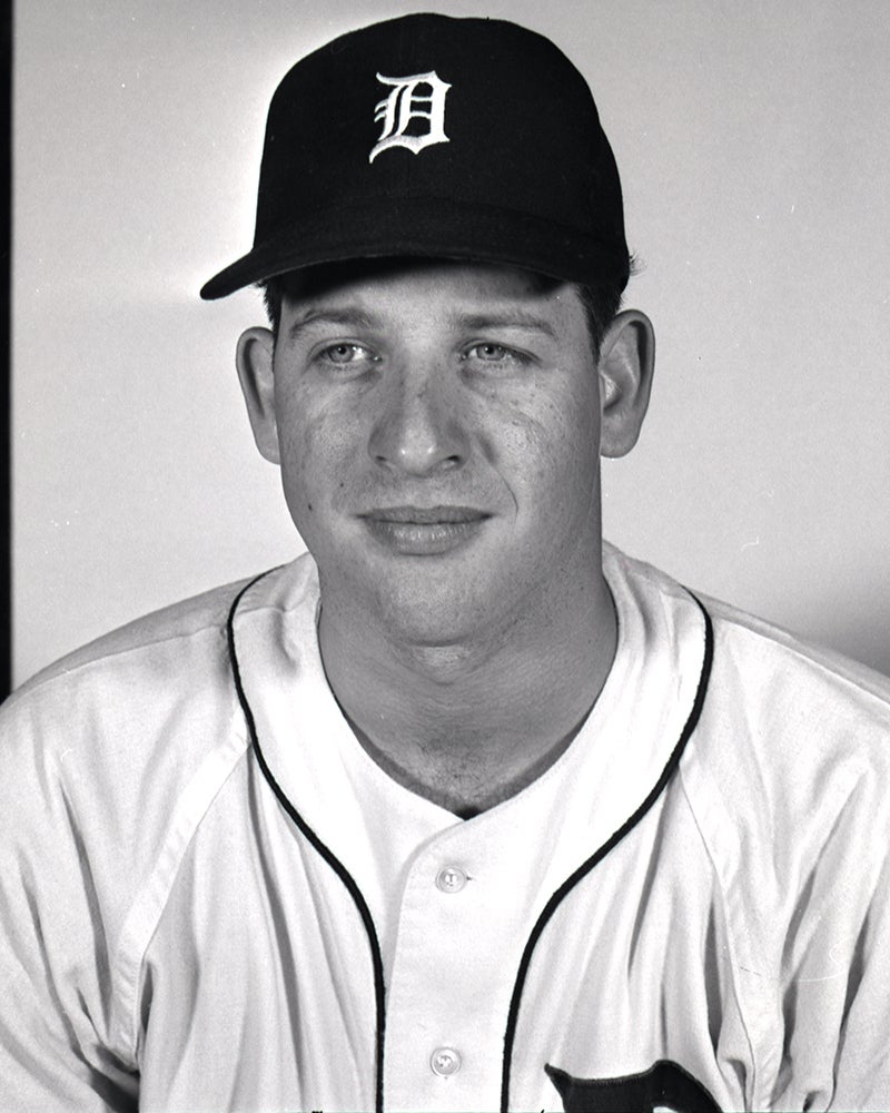 Head and shoulders portrait of Mickey Lolich in Tigers uniform