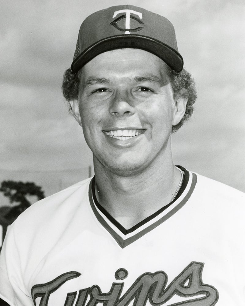 Head and shoulders portrait of Butch Wynegar in Twins uniform