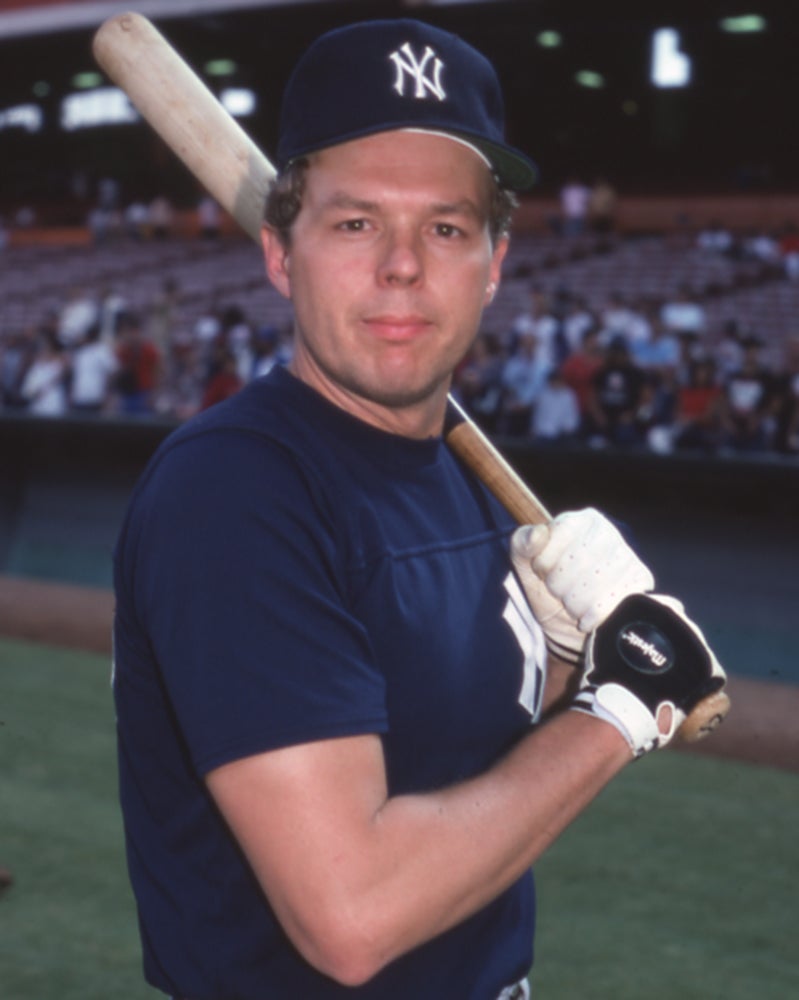 Batting portrait of Butch Wynegar in Yankees uniform