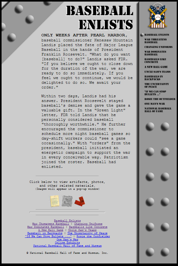 Image of Baseball Enlists online exhibit